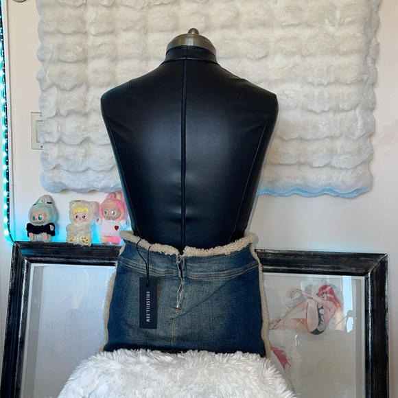 Dolls Kill Denim Skirt with Tan Trim NWT - Picture 6 of 11